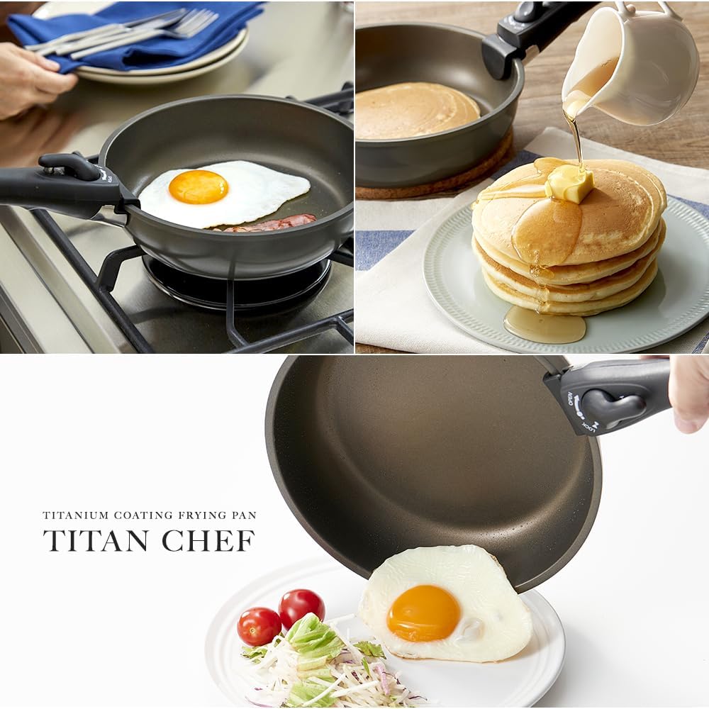 TITAN CHEF - Titanium Coating Frying Pan 20cm, 24cm, 26cm, 26cm-Deep, Omelette, Handle